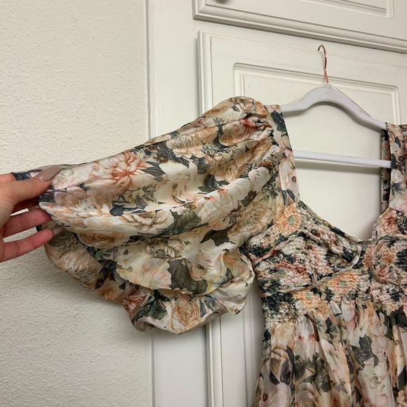 Worth Collective Harlow Maxi Dress in Champagne Floral Size Small Corset Smocked - Picture 9 of 14